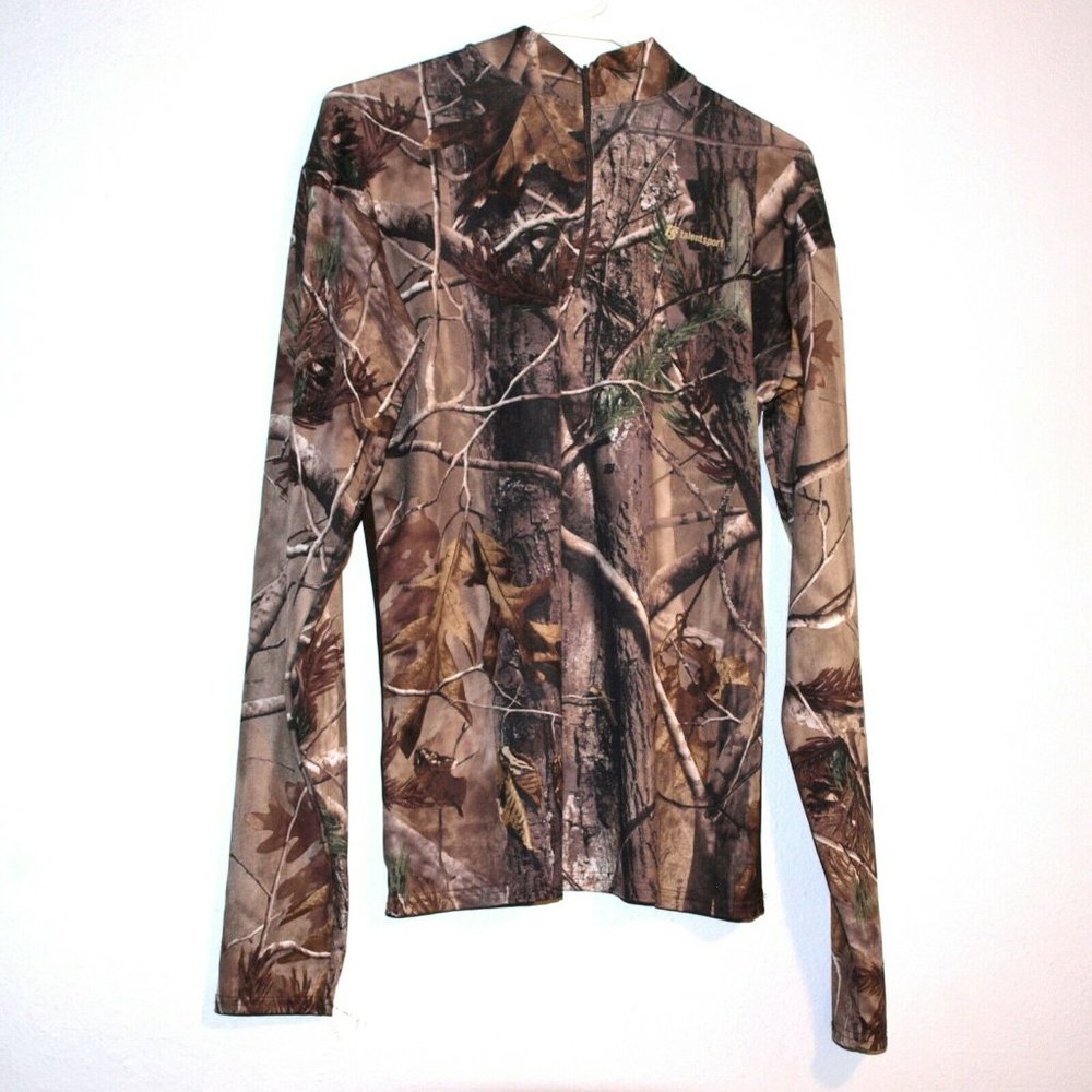 Talent Sport  Sent Check Long Sleeve Woodland  Camo T-shirt  ( NEW)